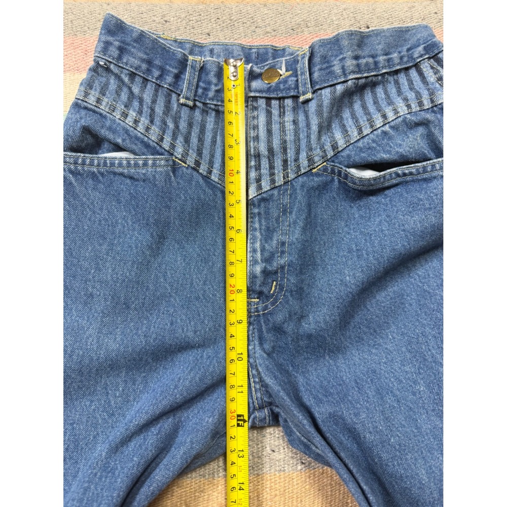 Vintage 80s Chic High Waist Tapered Jeans Striped Denim Women's 8/9 - Picture 5 of 6